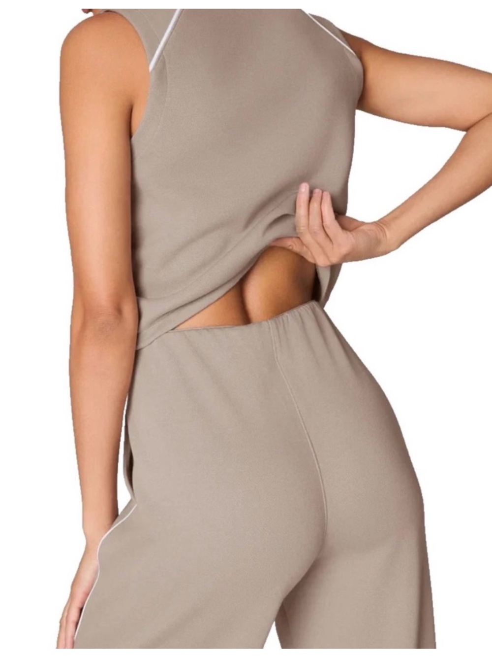 SPANX AirEssentials Pique
Sleeveless Mockneck Jumpsuit in Beige Ashwood - Picture 3 of 9